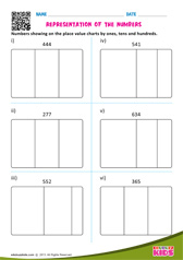 Numbers on the place value chart